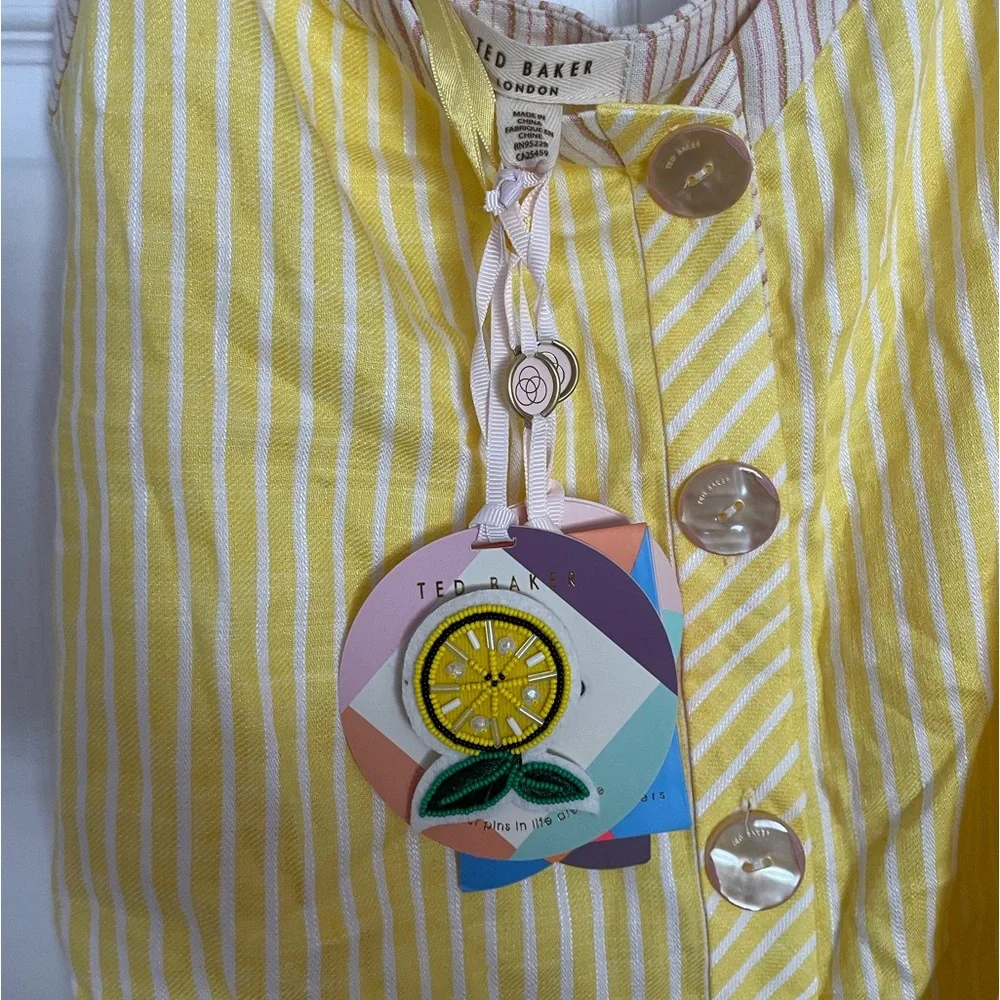 Ted Baker London Women Yellow Sleeveless Button-Down Shirt - Picture 5 of 7